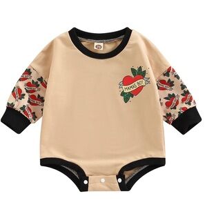 Mama’s Boy Beige One Piece romper